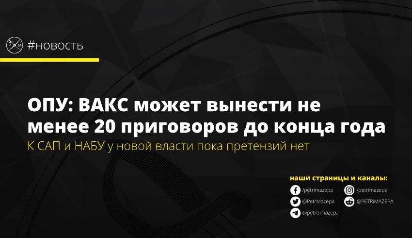 ОПУ: ВАКС может вынести не менее 20 приговоров до конца года